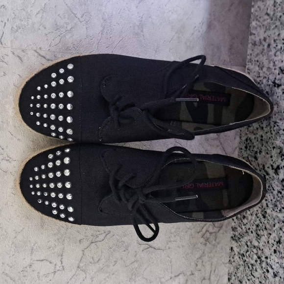 Material Girl Shoes - NWT Mayerial Girl Black canvas silver  studded shoes in size 6.5.